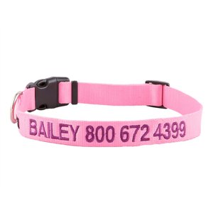 GoTags Nylon Personalized Dog Collar, Pink, Large: 18 to 26-in neck, 1-in wide