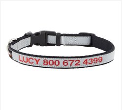 GoTags Nylon Personalized Reflective Dog Collar, Black, Small: 11 to 16.5-in neck, 5/8-in wide