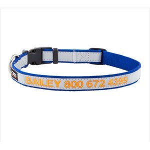GoTags Nylon Personalized Reflective Dog Collar, Blue, Medium: 14 to 20.5-in neck, 3/4-in wide