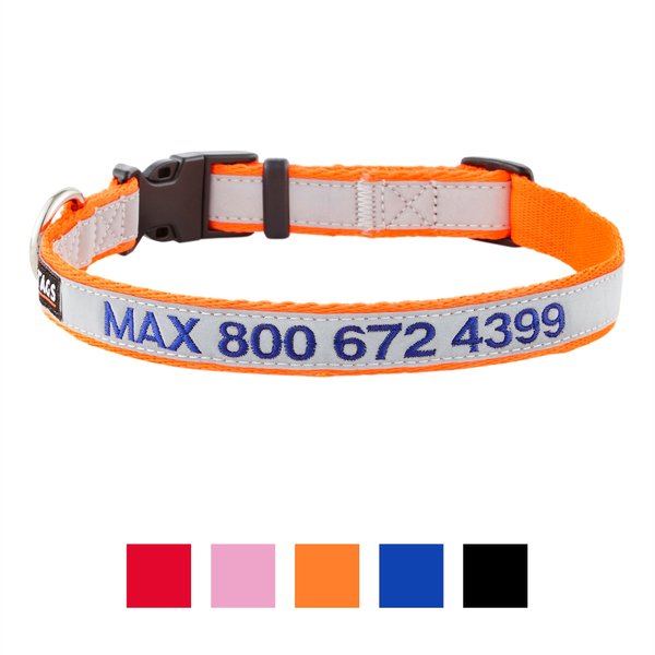 GoTags Nylon Personalized Reflective Dog Collar, Orange, Medium: 14 to 20.5-in neck, 3/4-in wide slide 1 of 8