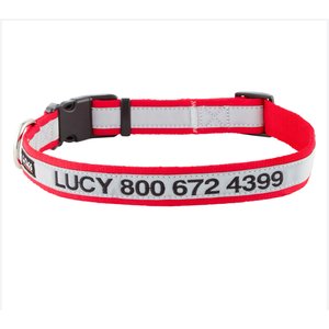 GoTags Nylon Personalized Reflective Dog Collar, Red, Large: 17 to 27.5-in neck, 1-in wide