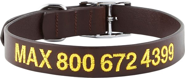 GoTags Leather Personalized Dog Collar, Dark Brown, 18 to 21-in neck, 1-in wide slide 1 of 7