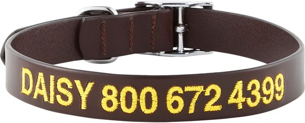 GoTags Leather Personalized Dog Collar, Dark Brown, 20 to 23-in neck, 1-in wide slide 1 of 7
