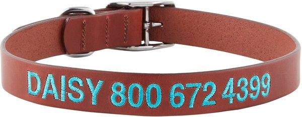 GoTags Leather Personalized Dog Collar, Light Brown, 22 to 25-in neck, 1-in wide slide 1 of 7