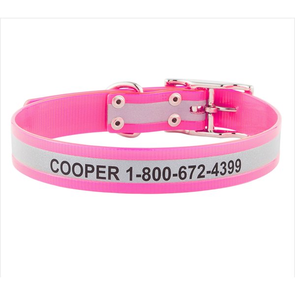 GOTAGS Nylon Personalized Reflective Dog Collar, Pink, Medium: 14 to 20 ...