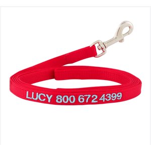 GoTags Nylon Personalized Dog Leash, Red, Small: 6-ft long, 3/8-in wide