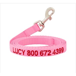 GoTags Nylon Personalized Dog Leash, Pink, Medium: 6-ft long, 5/8-in wide