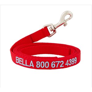 GoTags Nylon Personalized Dog Leash, Red, Medium: 6-ft long, 5/8-in wide