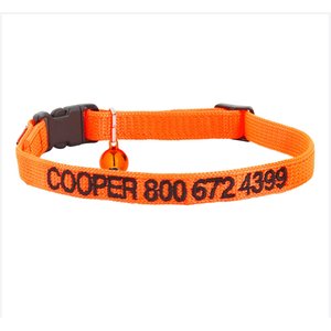 GoTags Nylon Personalized Breakaway Cat Collar with Bell, Orange, 8 to 12-in neck, 1/2-in wide