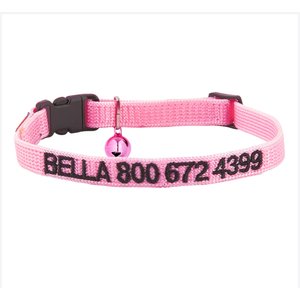 GoTags Nylon Personalized Breakaway Cat Collar with Bell, Pink, 8 to 12-in neck, 1/2-in wide