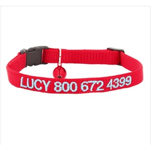 GoTags Nylon Personalized Breakaway Cat Collar with Bell, Red, 8 to 12-in neck, 1/2-in wide