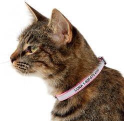 GoTags Nylon Personalized Reflective Breakaway Cat Collar with Bell, Pink, 8 to 13-in neck, 1/2-in wide slide 2 of 5