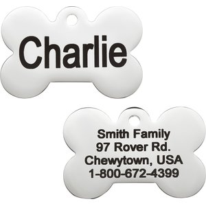 Frisco Stainless Steel Personalized Dog & Cat ID Tag, Bone, Silver, Regular