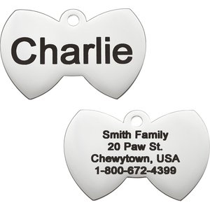 Frisco Stainless Steel Personalized Dog & Cat ID Tag, Bow Tie, Small