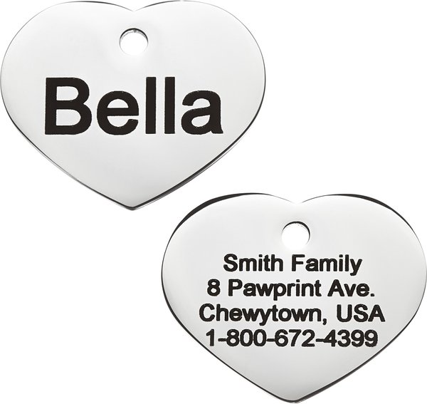 Frisco Stainless Steel Personalized Dog & Cat ID Tag, Heart, Silver, Small slide 1 of 7