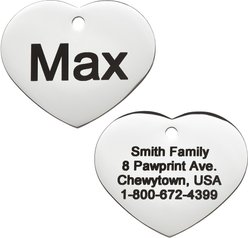 Frisco Stainless Steel Personalized Dog & Cat ID Tag, Heart, Silver, Regular