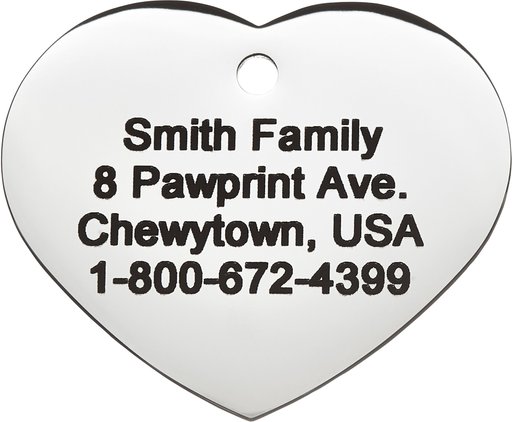 Frisco Stainless Steel Personalized Dog & Cat ID Tag, Heart, Silver, Regular