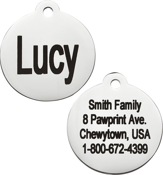 Frisco Stainless Steel Personalized Dog & Cat Tag, Round, Silver, Small slide 1 of 7