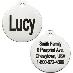 Frisco Stainless Steel Personalized Dog & Cat Tag, Round, Silver, Small