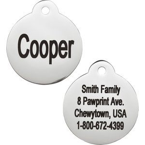 Frisco Stainless Steel Personalized Dog & Cat Tag, Round, Silver, Regular