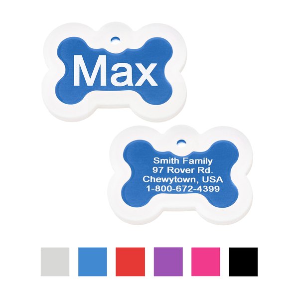 GoTags Anodized Aluminum Personalized Silencer Dog ID Tag, Bone, Blue, Regular slide 1 of 6