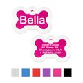 GoTags Anodized Aluminum Personalized Silencer Dog ID Tag, Bone, Pink, Regular