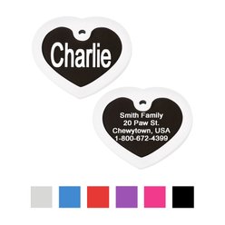 GoTags Anodized Aluminum Personalized Silencer Dog & Cat ID Tag, Heart, Black, Regular slide 1 of 6