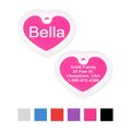 GoTags Anodized Aluminum Personalized Silencer Dog & Cat ID Tag, Heart, Pink, Regular