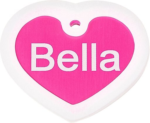 GoTags Anodized Aluminum Personalized Silencer Dog & Cat ID Tag, Heart, Pink, Regular