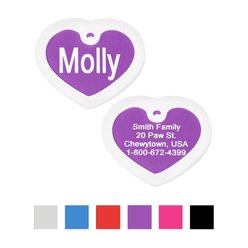 GoTags Anodized Aluminum Personalized Silencer Dog & Cat ID Tag, Heart, Purple, Regular slide 1 of 6
