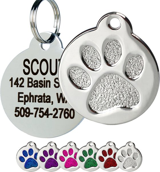 Frisco Stainless Steel Personalized Dog & Cat ID Tag, Paw Print, Silver, Small slide 1 of 6