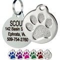 Frisco Stainless Steel Personalized Dog & Cat ID Tag, Paw Print, Silver, Small