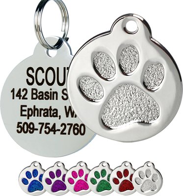 Frisco Stainless Steel Personalized Dog & Cat ID Tag, Paw Print, slide 1 of 1