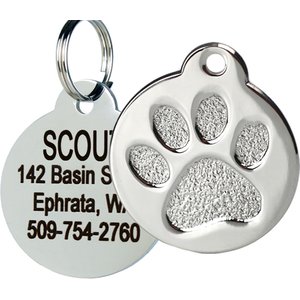 Frisco Stainless Steel Personalized Dog & Cat ID Tag, Paw Print, Silver, Regular