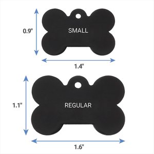 GoTags Anodized Aluminum Personalized Dog ID Tag, Bone, Black, Regular