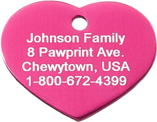 Show full view: GoTags Anodized Aluminum Personalized Dog ID Tag, Heart, Pink, Small slide 4 of 7