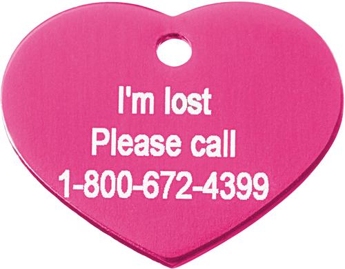 Show full view: GoTags Anodized Aluminum Personalized Dog ID Tag, Heart, Pink, Small slide 5 of 7