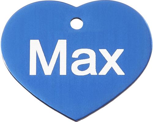 Show full view: GoTags Anodized Aluminum Personalized Dog ID Tag, Heart, Blue, Regular slide 3 of 7