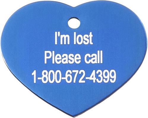 Show full view: GoTags Anodized Aluminum Personalized Dog ID Tag, Heart, Blue, Regular slide 5 of 7