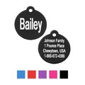 GoTags Anodized Aluminum Personalized Dog ID Tag, Round, Black, Small