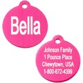 GoTags Anodized Aluminum Personalized Dog ID Tag, Round, Pink, Small