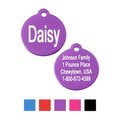GoTags Anodized Aluminum Personalized Dog ID Tag, Round, Purple, Small