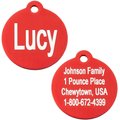 GoTags Anodized Aluminum Personalized Dog ID Tag, Round, Red, Small