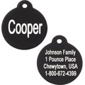 GoTags Anodized Aluminum Personalized Dog ID Tag, Round, Black, Regular