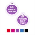 GoTags Anodized Aluminum Personalized Silencer Dog & Cat ID Tag, "Have Your People Call My People", Purple