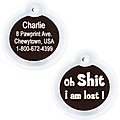 GoTags Anodized Aluminum Personalized Silencer Dog & Cat ID Tag, "Oh...I am lost", Black