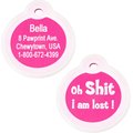 GoTags Anodized Aluminum Personalized Silencer Dog & Cat ID Tag, "Oh...I am lost", Pink