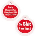 GoTags Anodized Aluminum Personalized Silencer Dog & Cat ID Tag, "Oh...I am lost", Red