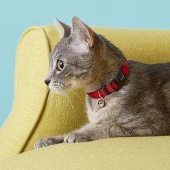 Frisco Nylon Breakaway Cat Collar with Bell, Red, 8 to 12-in neck, 3/8-in wide slide 2 of 5