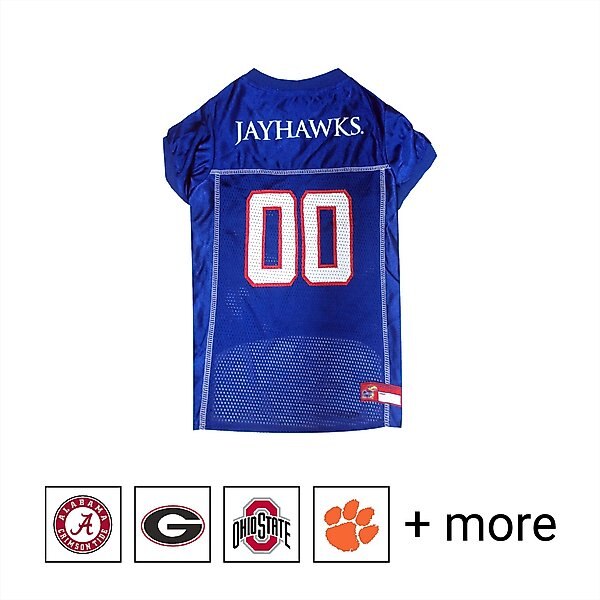 Pets First NCAA Dog & Cat Mesh Jersey, Kansas Jayhawks, Small slide 1 of 5